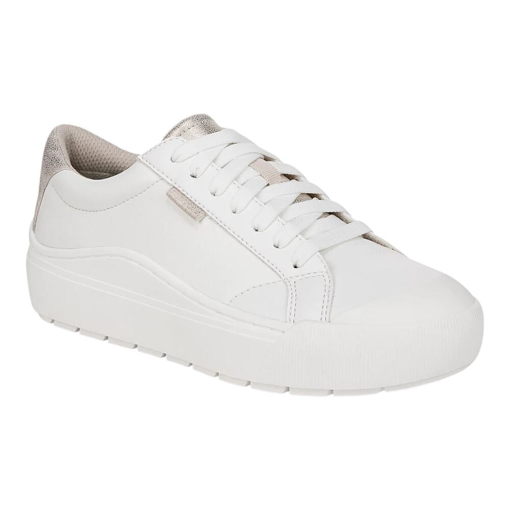 Dr. Scholl's Women's Time Off Lace Up Platform Sneakers White Gold Size 9